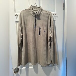 Southern Marsh Cream Waffle Knit with Blue Trim